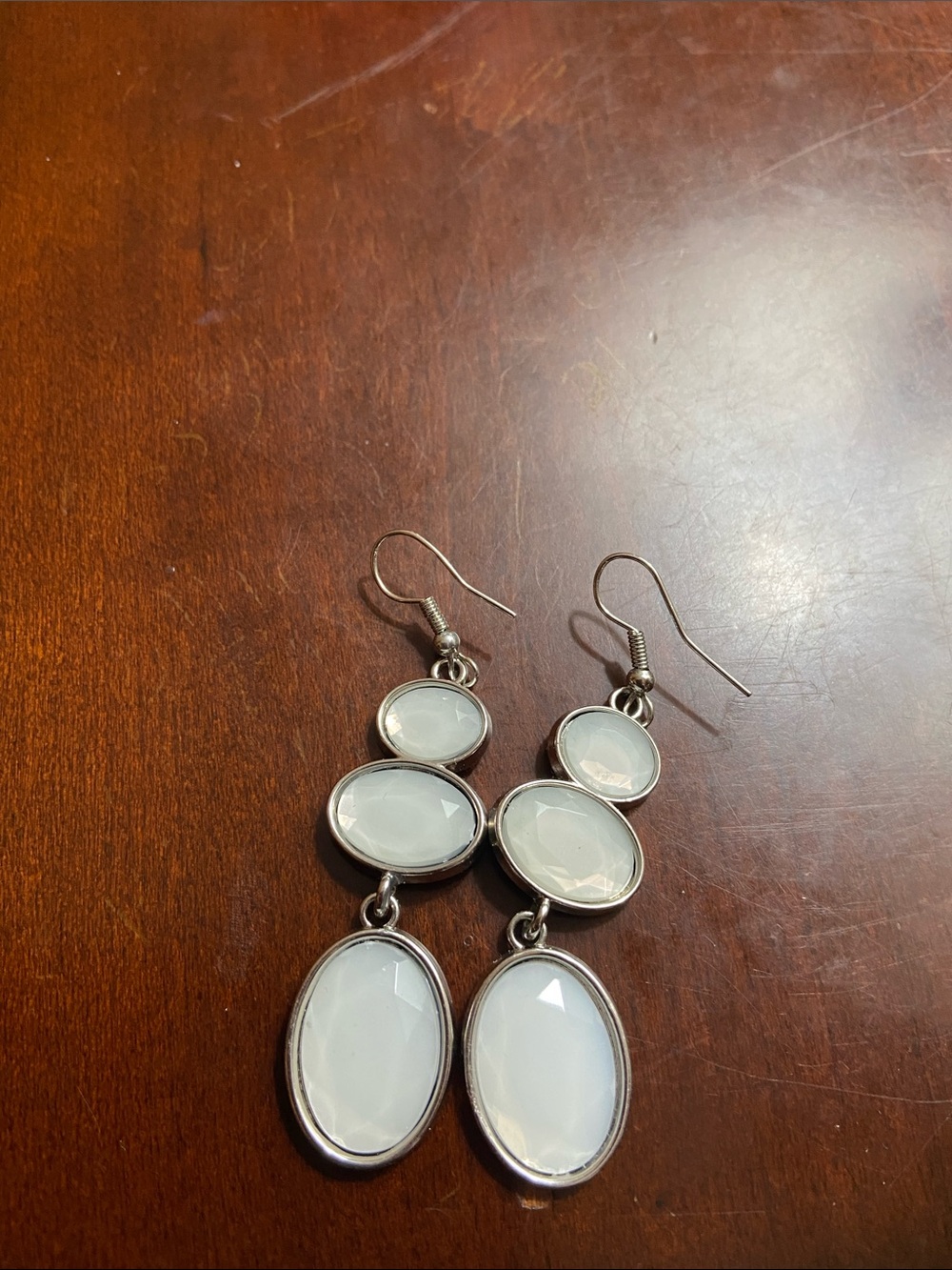 White Stone Dangle Earrings - Women Jewelry